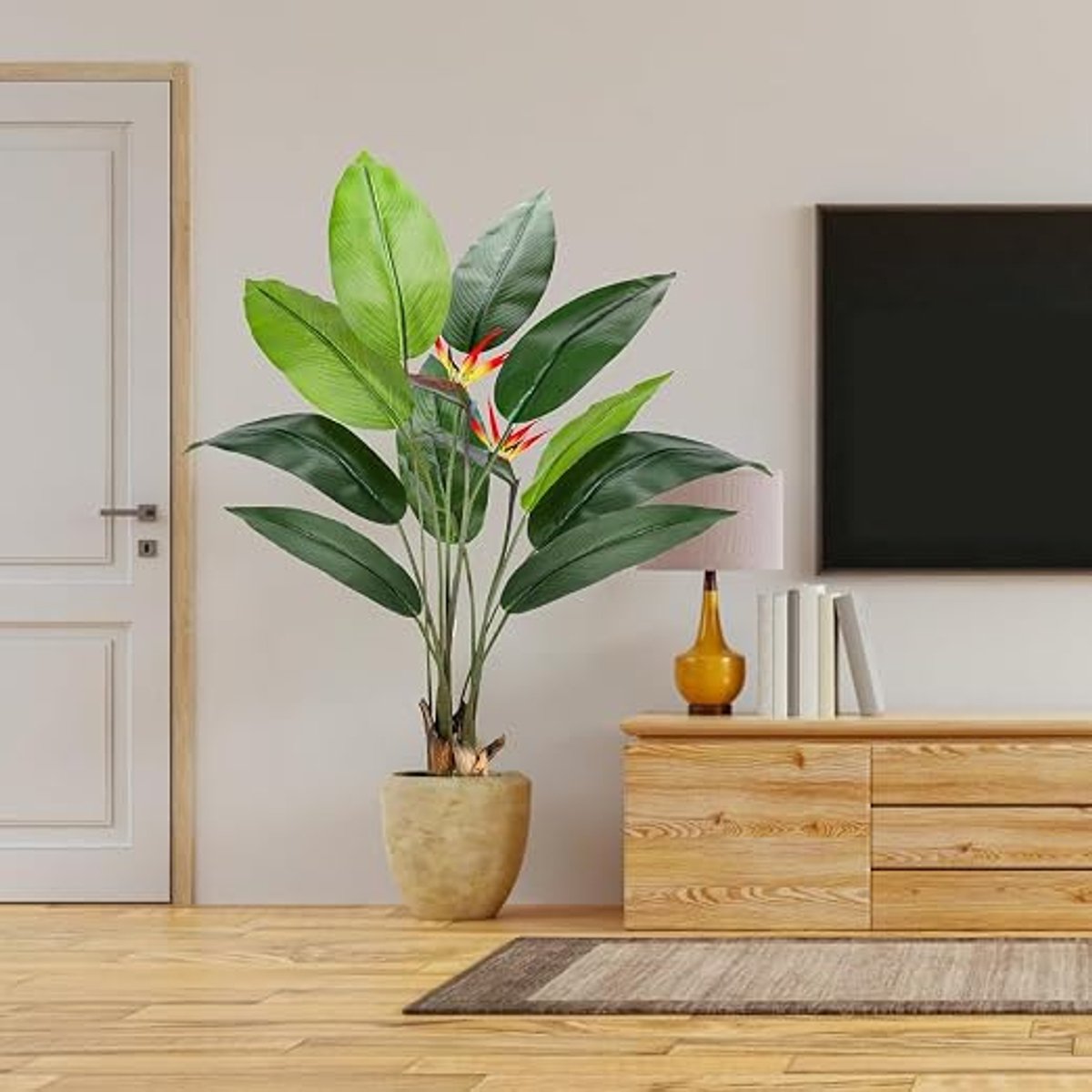 Triumpunpre Kunst Strelitzia 120cm PEVA - Weerbestendig decor voor terras, tuin, café en bedrijfslobby