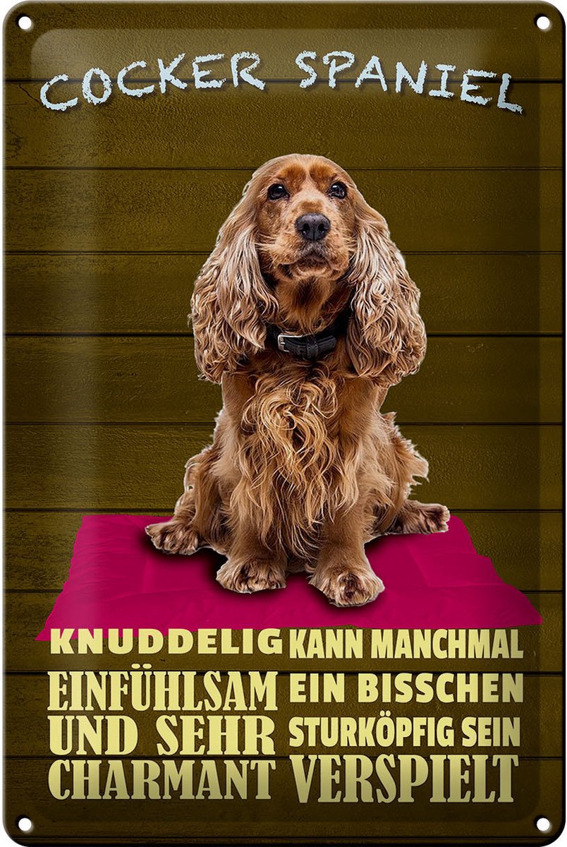 Blechschild Spruch 20x30cm Cocker Spaniel Hund knuddelig