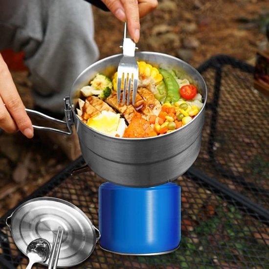Rvs Camping Pannenset 1.5L - Vouwbare Kookpot voor 2-3 Personen — afbeelding 2