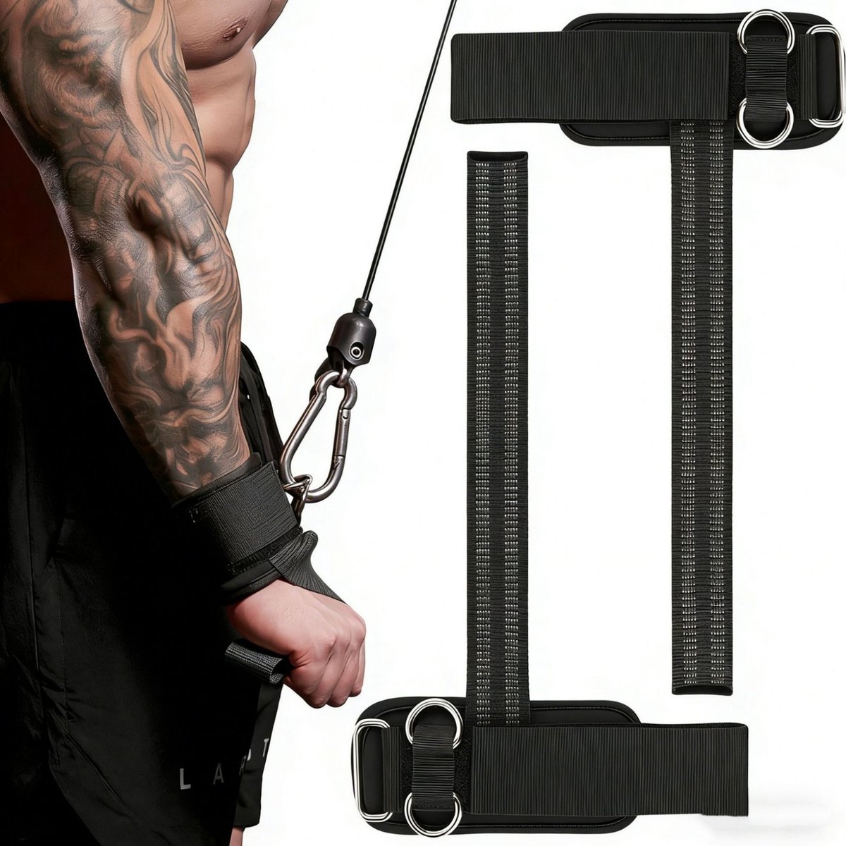 LISM-Gewichthef polsband, gewichtheffen, gewichtheffen, trainingsband Geschikt voor kabelmachine met D-ring, polsband