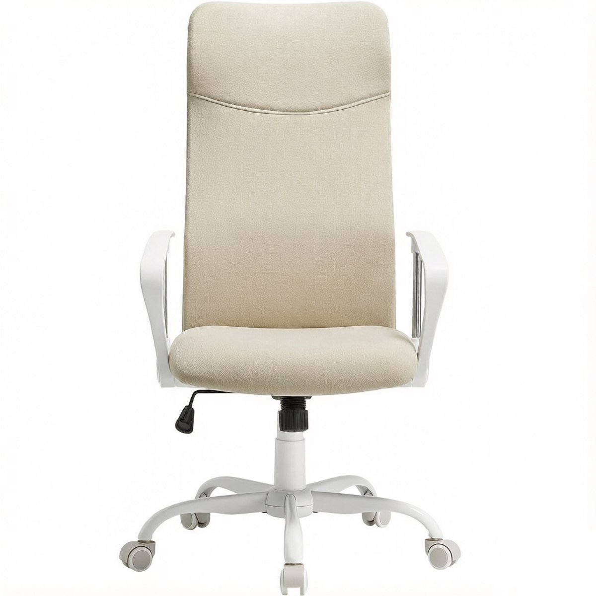 Bureaustoel Ergonomische computerstoel Draaistoel Kantoorstoel 64x64x110-120cm Beige S-vormige rugleuning past bij lichaamsvormen 90-105° wiegelfunctie voor ontspanning Versterkt zitschuim Draagkracht 120kg Geschikt voor kantoor en studeerkamer