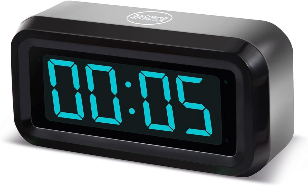 Digitale Wekker - Batterij Klok - Wakker Worden - Draagbaar en Stil - 14 x 3.8 x 7.5 cm - Zwart