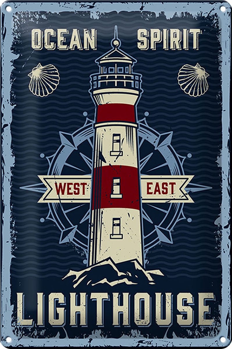 Blechschild Seefahrt 20x30cm Ocean spirit lighthouse