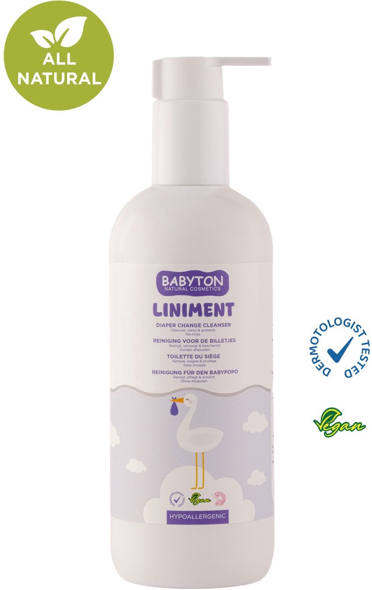 BABYTON - Natuurlijke Liniment - Beschermt en verzorgt de billetjes - Newborn en Baby - 400ml