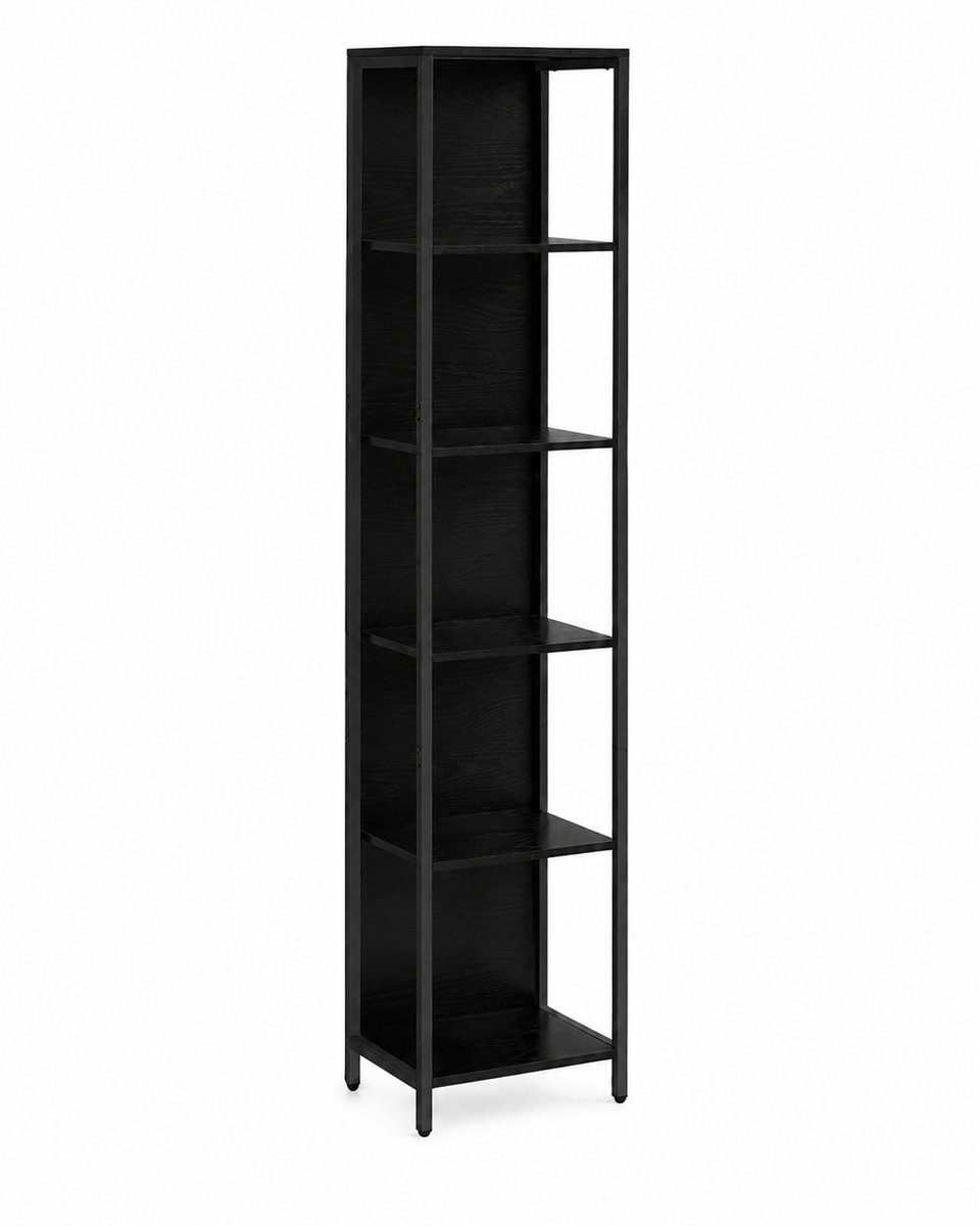 Sello! boekenkast – boekenrek – boeken – decoratie – led verlichting 25 kleuren – 5 planken – kantelbescherming – stalen frame zwart