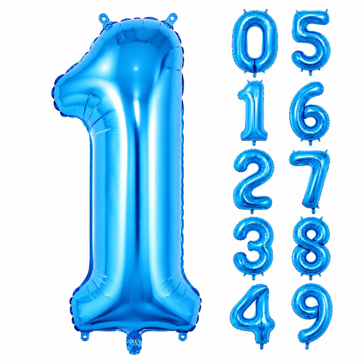 Fienosa Blauw Metallic Cijfer 1 Ballon 101 CM - Nummer 1 - Cijferballon - XL Groot - Helium Ballon - Verjaardag Ballon - Feestversiering - Verjaardag - Leeftijd - Getal