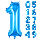 Fienosa Blauw Metallic Cijfer 1 Ballon 101 CM - Nummer 1 - Cijferballon - XL Groot - Helium Ballon - Verjaardag Ballon - Feestversiering - Verjaardag - Leeftijd - Getal