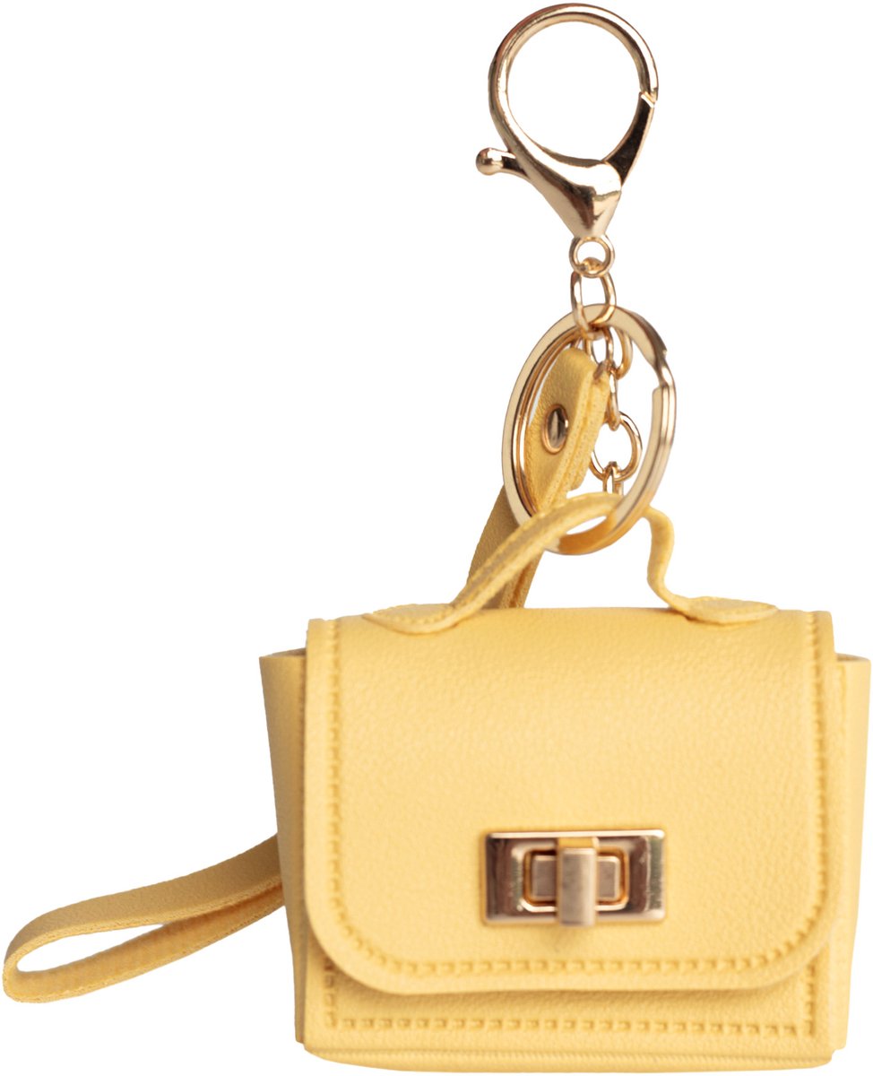 Mini Tas Sleutelhanger Geel - Kunstleren Bag Charm - Tas Hanger - Mini Handtas Accessoire