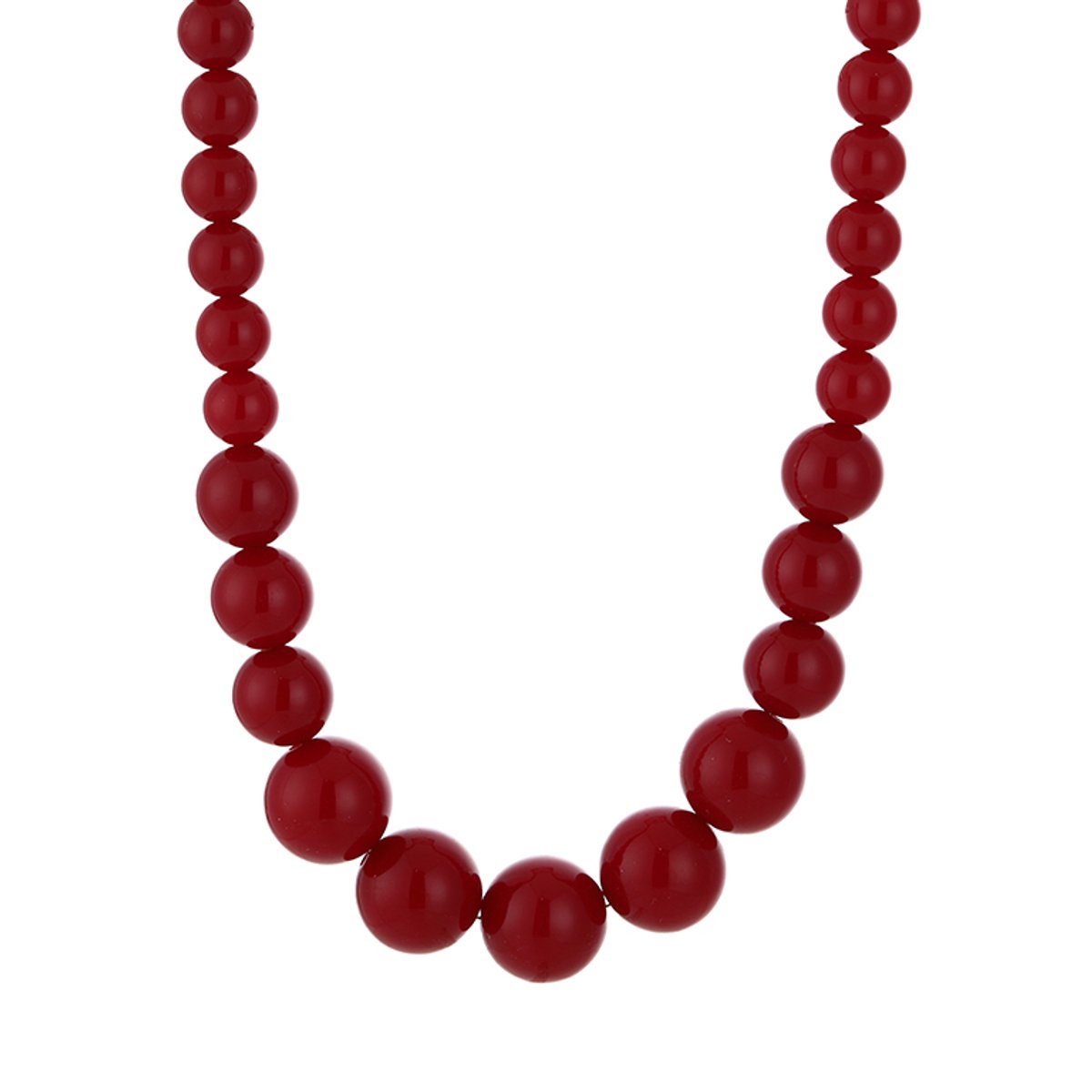 Graduated Round Bead Necklace – Kralen Ketting – RVS - Rood