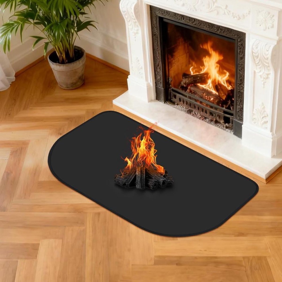 Haard Vloerkleed - Vuurmat - Vloeren Beschermen - Hittebestendig tot 1200°C - 100 x 60 cm - Zwart