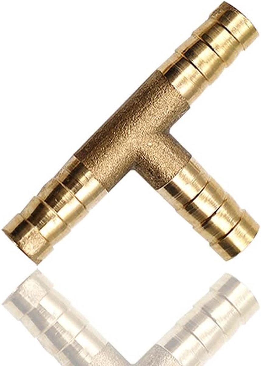 Connector 8 mm 3-weg massief messing T slang prikkeldraad schrijnwerker/connector adapter voor brandstof lucht water gasolie (Pack van één)