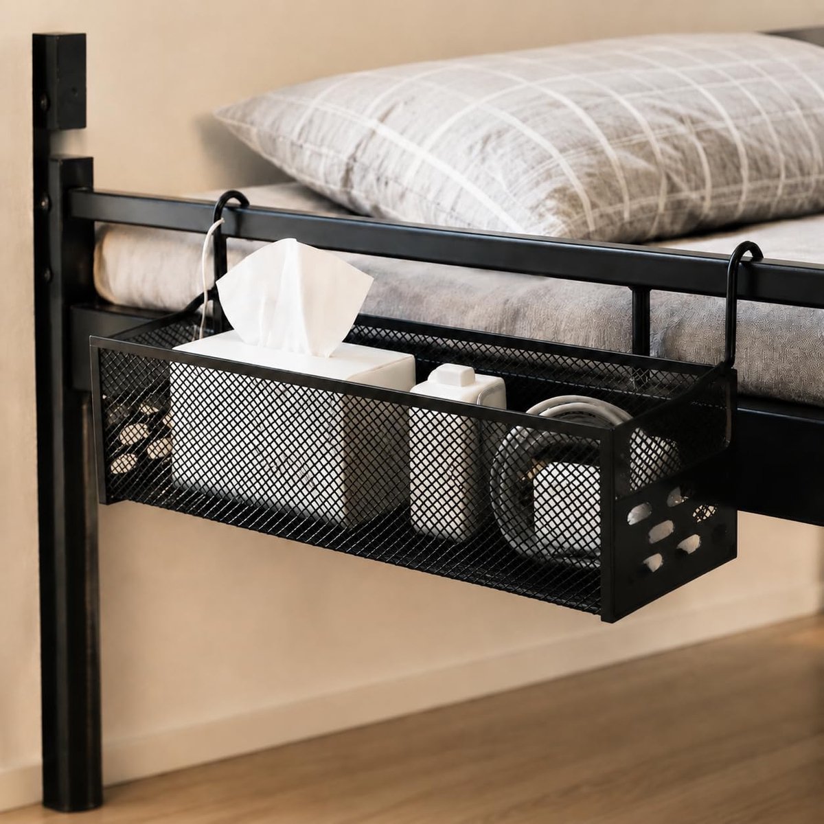 Een grote hangende opbergmand Geschikt voor studentenkamers, 32*15*15 cm - Bureau opbergdoos - Zwart