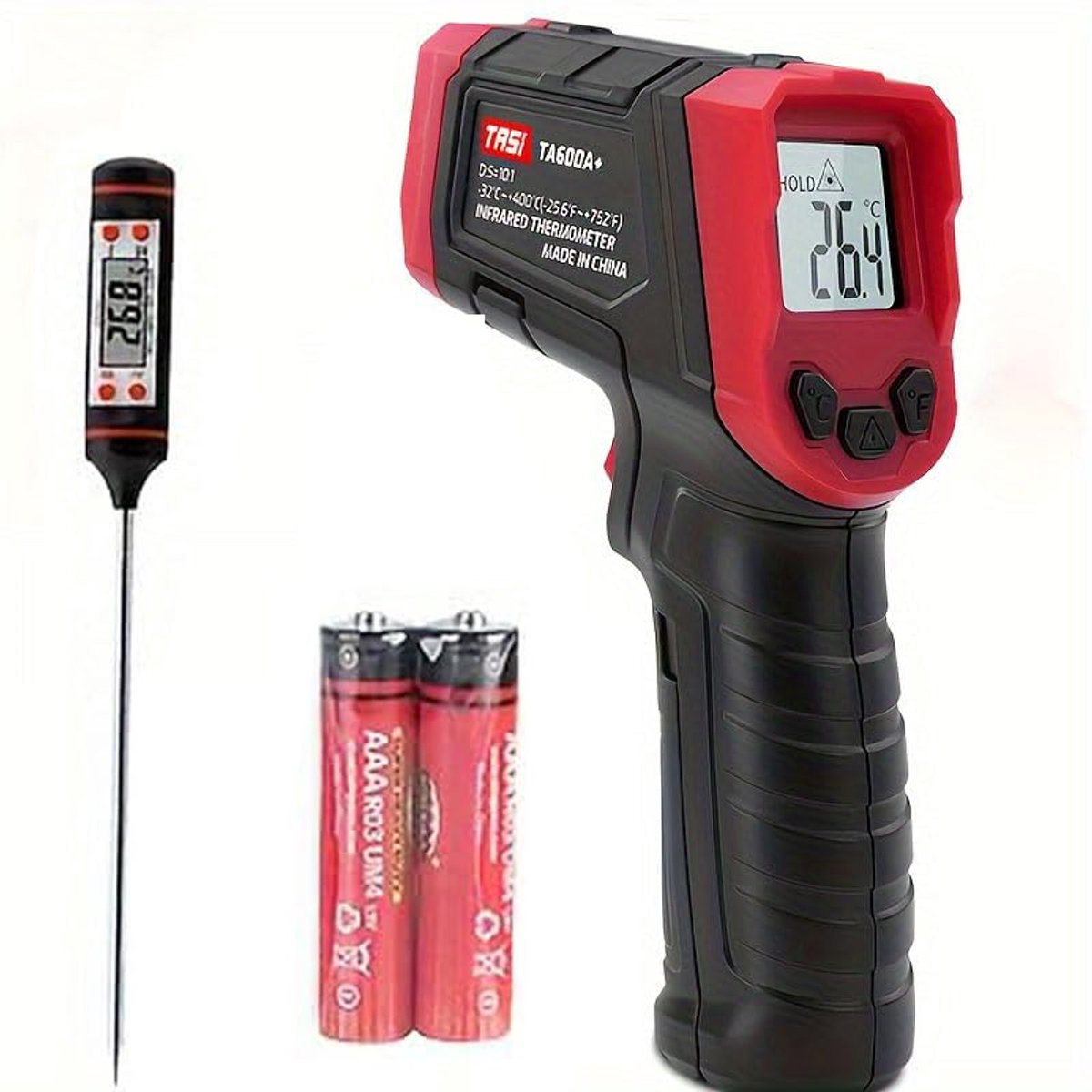SnelShoppen - Infrarood Thermometer, Digitale Laser Temperatuurtester (-32°C~550°C) voor Nauwkeurige Metingen, Ideaal voor Koken, Bakken, Grillen en K