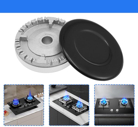 Set gasbranderdoppen - 8-delige set - Geschikt voor gasfornuizen en gaskookplaten - Vervangingsset gasbranderdoppen - Kookplaataccessoires - Aluminiumlegering - Set van 4 — afbeelding 5