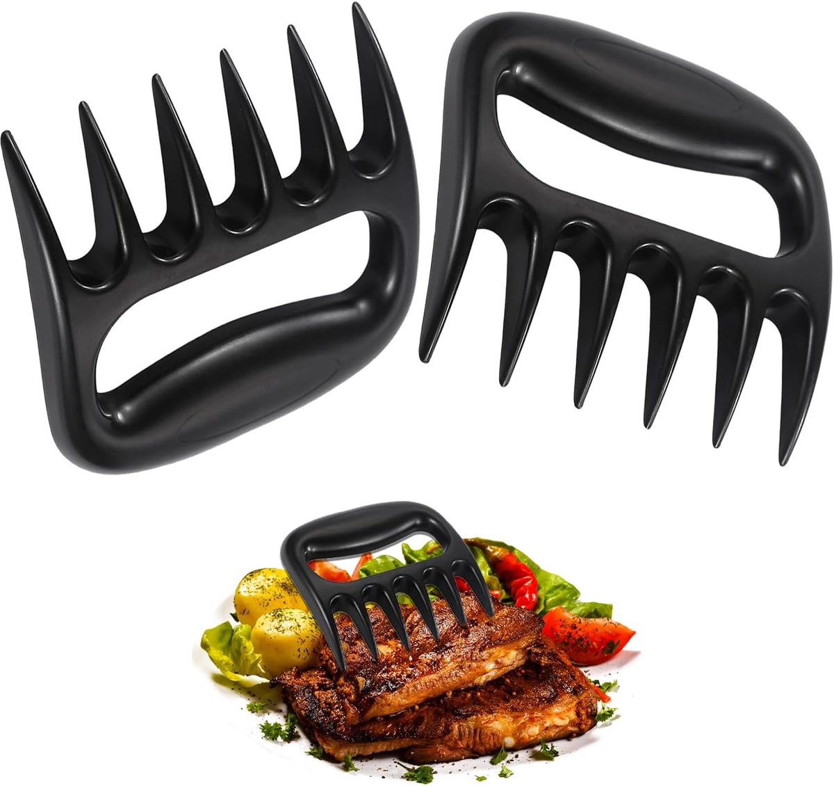 2 stuks pulled pork klauwen, vleesschepper klauwen, pulled pork vorken, vleesplauwen voor feestjes, geschikt voor het scheiden van kip, varkensvlees, rundvlees en ander grillvlees