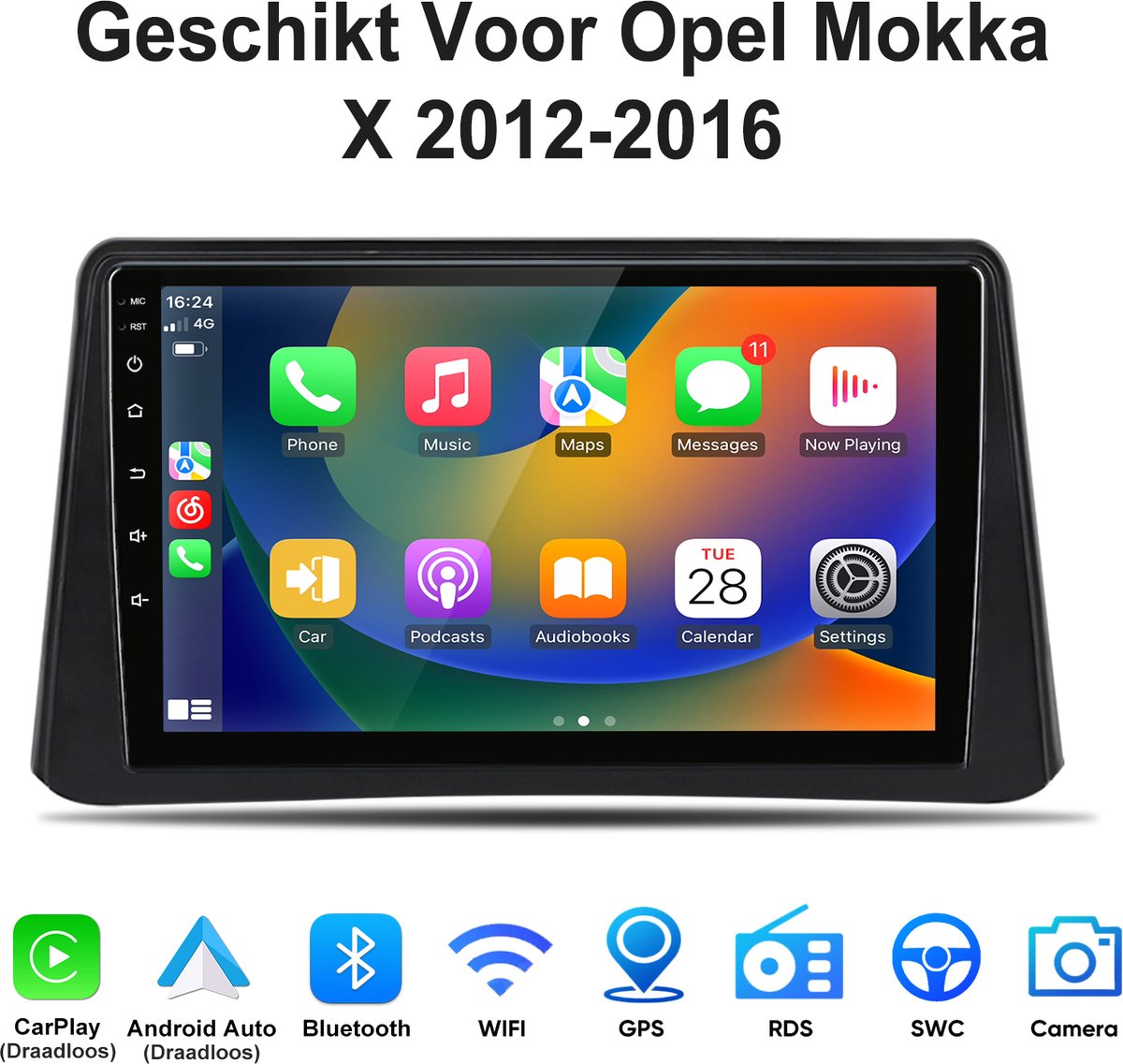 Junsun Android 15 Autoradio Geschikt Voor Opel Mokka X 2012-2016 Accessoires - Draadloze CarPlay & Andriod - GPS-navigatiesysteem - Bluetooth - 9-inch Touchscreen - Stuurwielbediening - WiFi - RDS - DSP - USB
