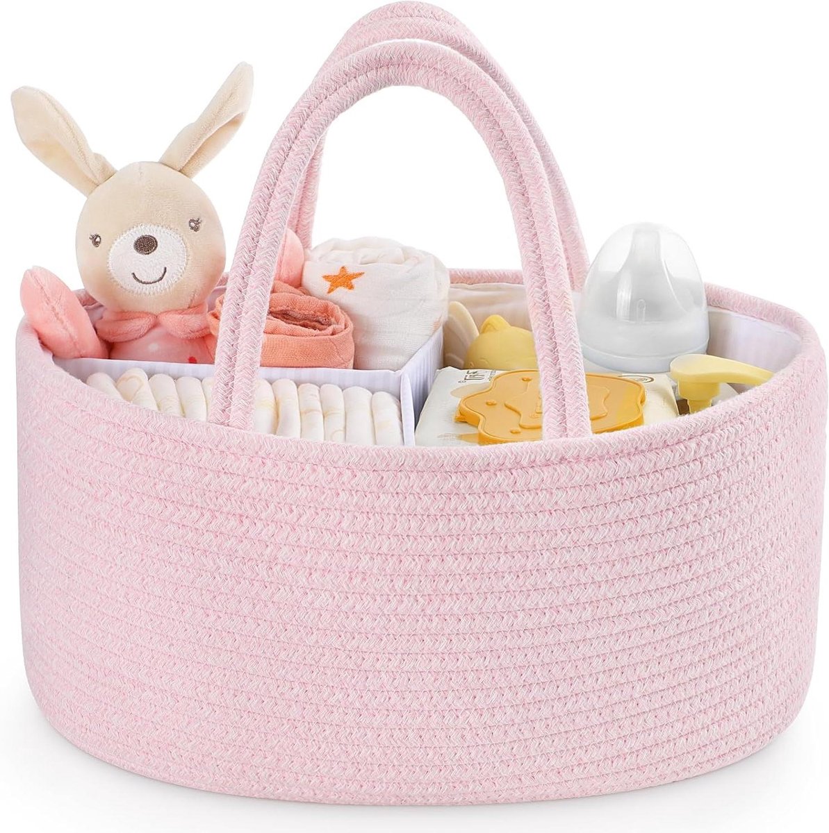 Luiertafel Organizer - Baby Organizer Mand - Babykamer Opbergen - Met Uitneembare Verdeler - 36 x 22 x 18 cm