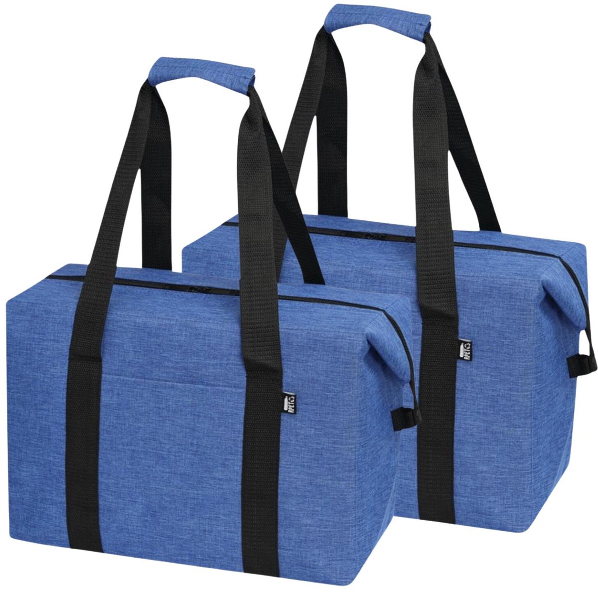 Koeltas Polar - 2x - blauw - boodschappen - 18 liter - 38 x 19 x 26 cm - shopper model - lunchtas - van gerecycled kunststof