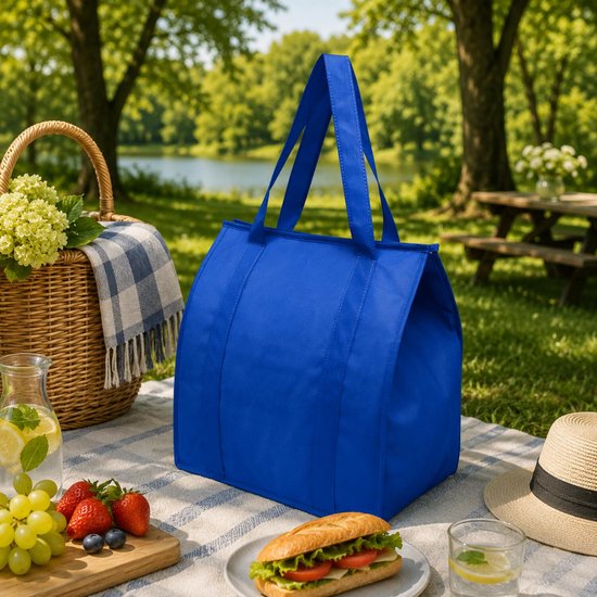 Koeltas Degree - 2x - blauw - boodschappen - 23 liter - 35 x 25 x 38 cm - shopper model - lunchtas — afbeelding 4