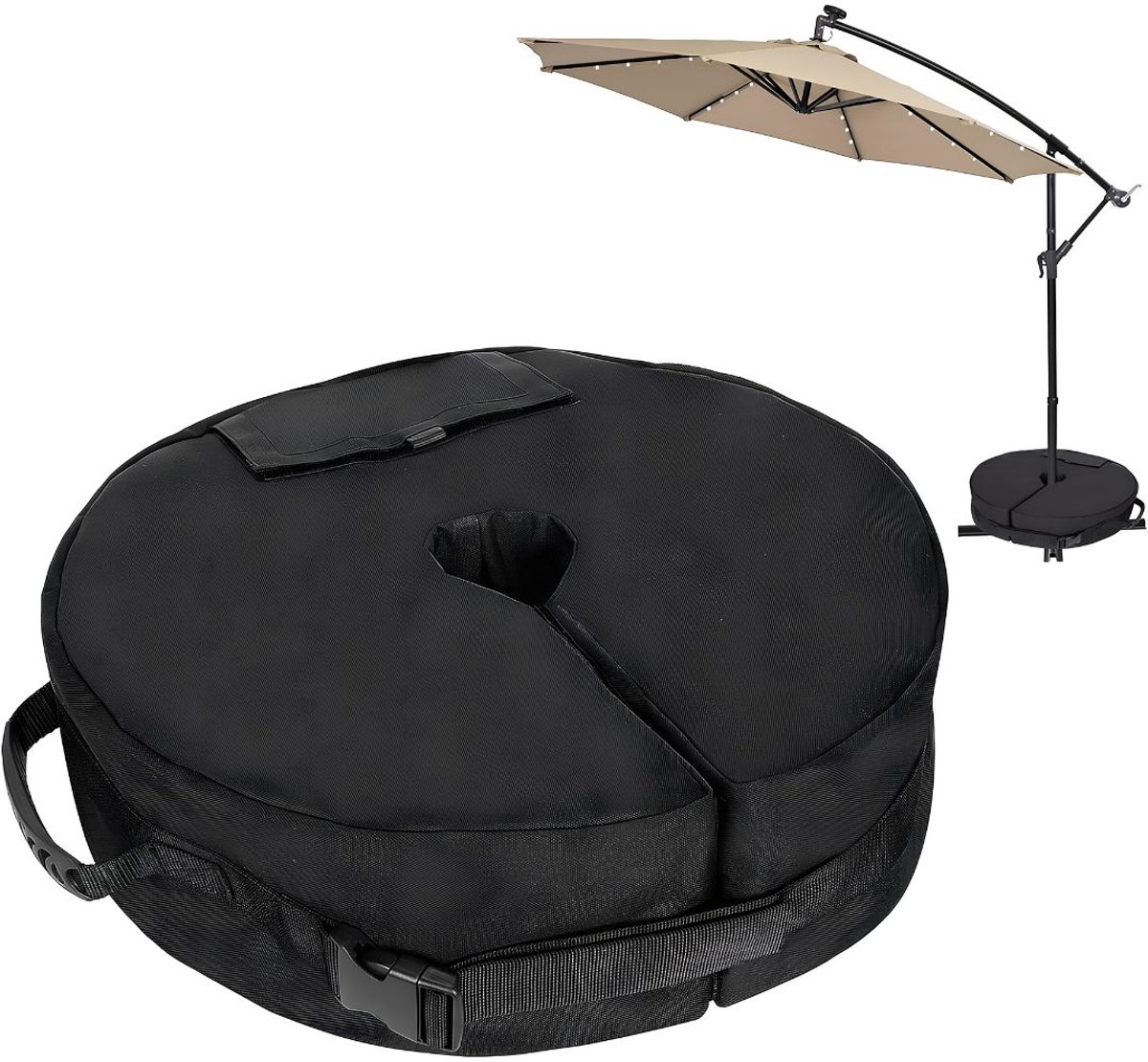 NIVA® Parasolvoet - Geschikt voor Balkon & Terras - Stevige Parasolstandaard - Zwart - 47cm x 1cm x 16cm
