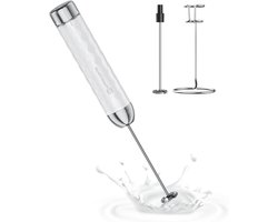 Melkopschuimer Elektrisch - Opschuimer Mixer - Dranken Bereiden - Variabele Snelheid - 3.1 x 3.1 x 15 cm - Wit