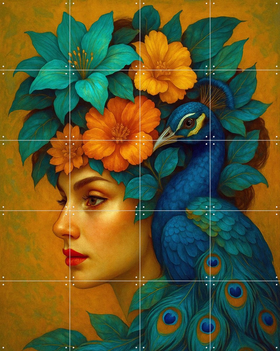 IXXI Peacock Chic, don’t Try This At Home, Moonheart Artworks - 80 x 100 cm - Gratis ophangtool - Grote wanddecoratie en posters - Kleurrijk, Art