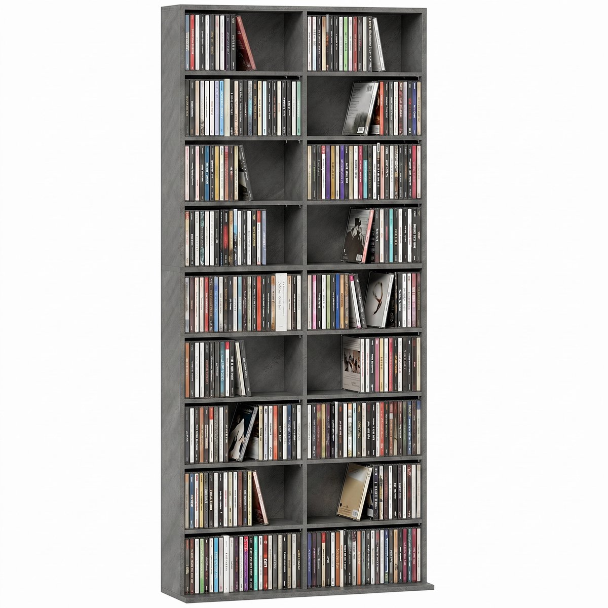 HOMCOM CD-opbergkast - Spaanplaat - 78,5x24x175cm - Lichtgrijs