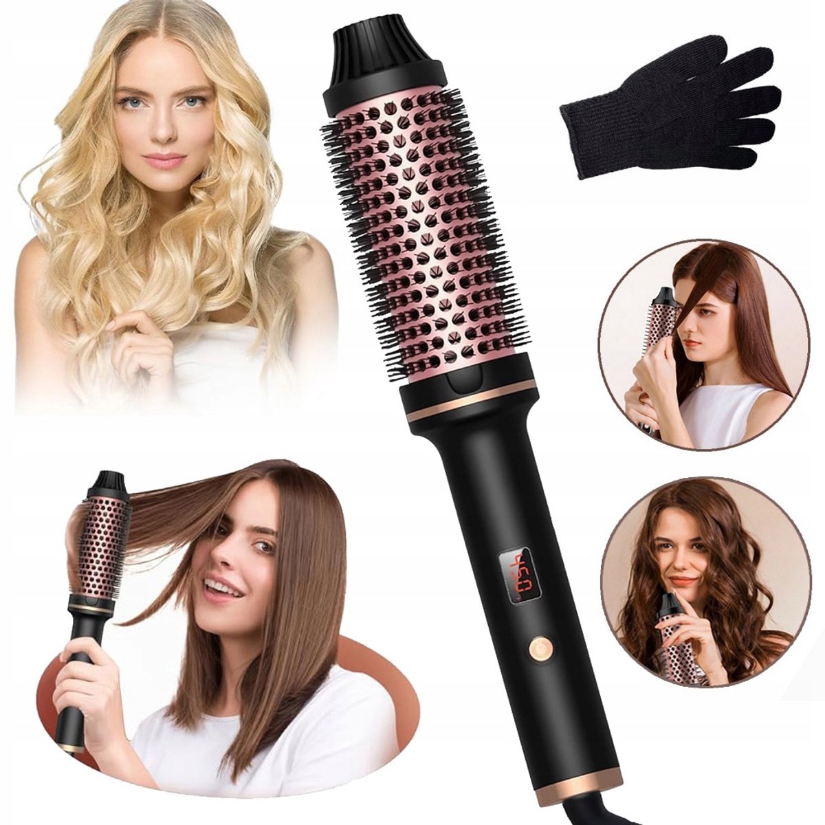 3-in-1 Haarstyler Kam Met Negatieve Ionen - 10 Temperatuurinstellingen (120-210°C) PTC-Verwarming Ergonomisch - Voor Het Stijlen En Krullen Van Het Haar