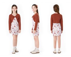 PATPAT 2 delige Meisjesjurk met één schouder - Feestelijke jurk voor bloemenmeisjes, geschikt voor bruiloften, fotoshoots en vakanties 5/6 Jaar