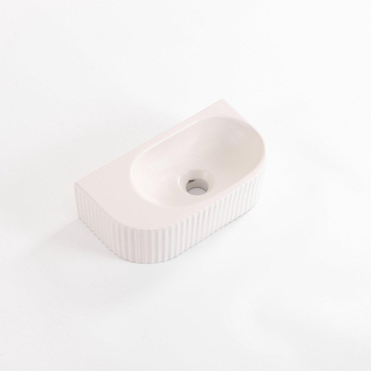 QeramiQ Blend Fontein - 40x22x12cm - ribbel - halfrond - zonder kraangat - keramiek - linnen