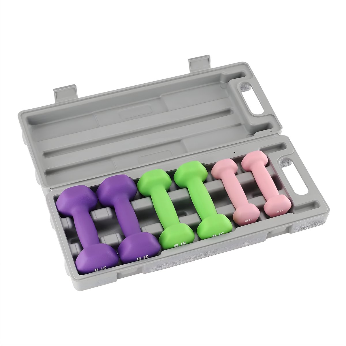 Halterset 3 Paar (0 kg, 1 kg, 1 kg) - Voor Thuisgym & Training - Antislip Neopreen Dumbbells met Opbergtas - 1 2 1 kg