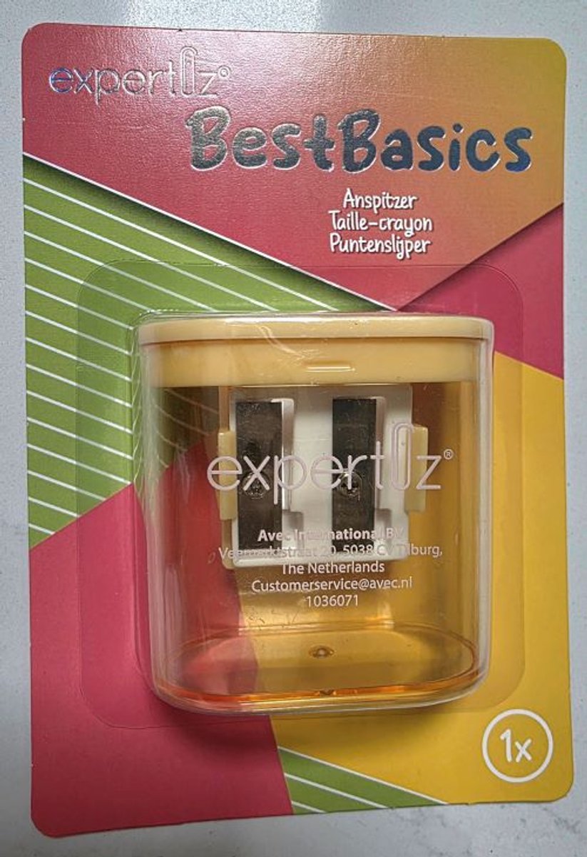Avec Best Basics - Dubbele puntenslijper met opvangbakje - voor grote en kleine potloden - punteslijper 2gats