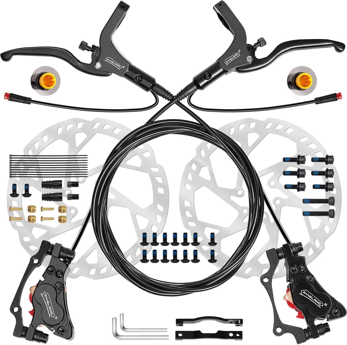 E-Bike Hydraulische Schijfrem Set 4 Piston/2 Piston - Voor- en Achterrem - Mineralen Olie - Betrouwbare Remkracht - SnelShoppen