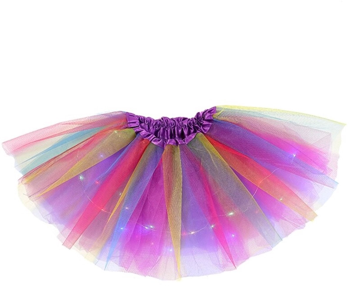 Wantohave LED Lichtgevend Rokje / Tutu Mini - Regenboog Paars - Met Gekleurde RGB Verlichting - Voor meisjes