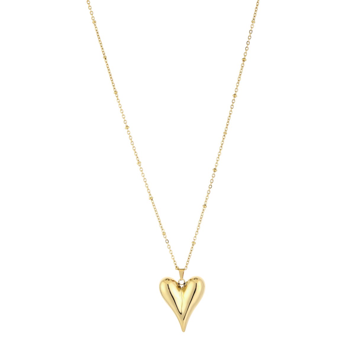 Heart Pendant Satellite Chain Long Necklace – 80 CM Lange Ketting met Hart – RVS - Goud