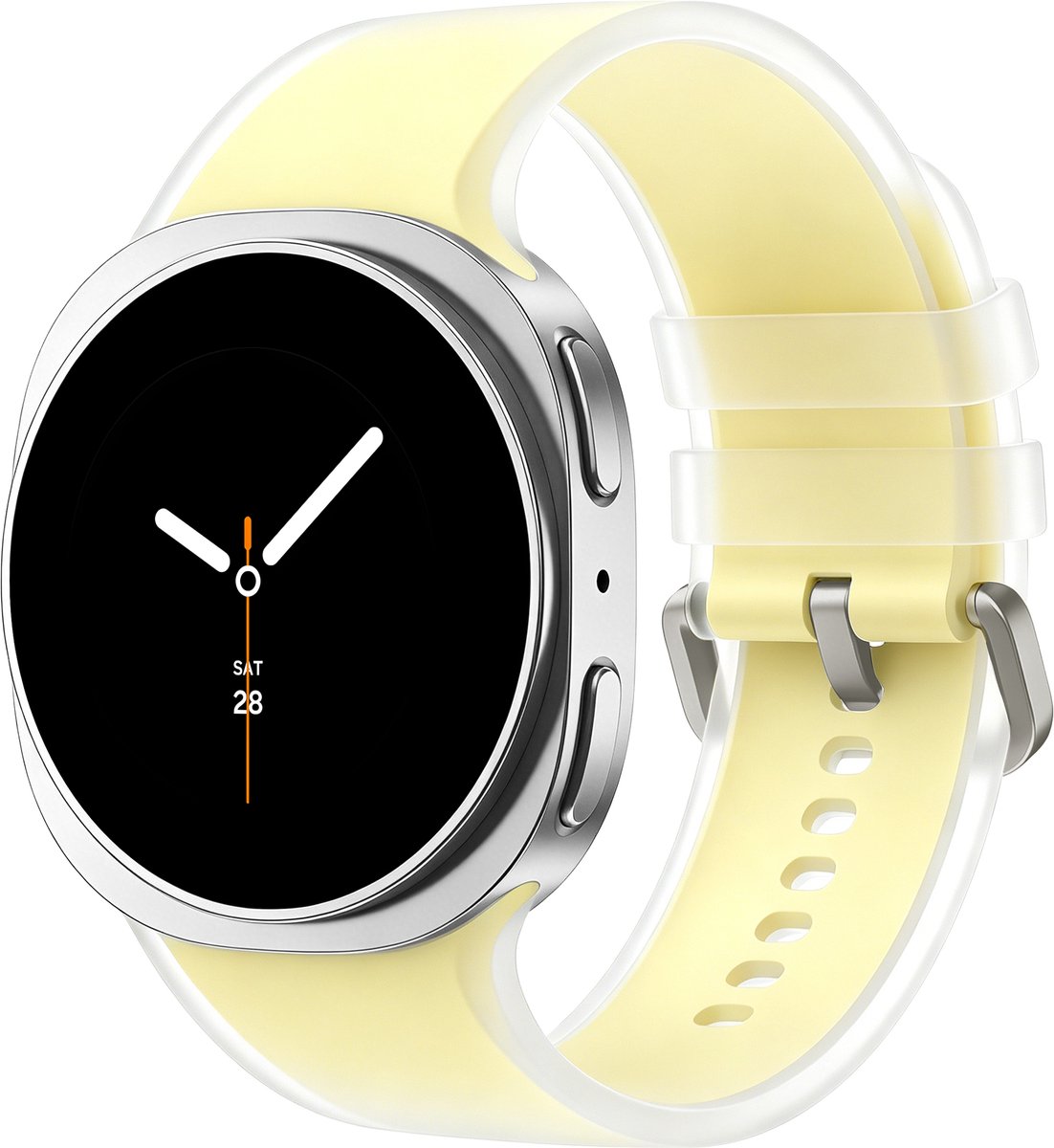 Stravo Transparant Jelly Siliconen Sport Bandje – Geschikt voor Samsung Galaxy Watch 9 40mm / 44mm & Galaxy Watch 8 40mm / 44mm / Watch 8 Classic 46mm – S/M – Geel