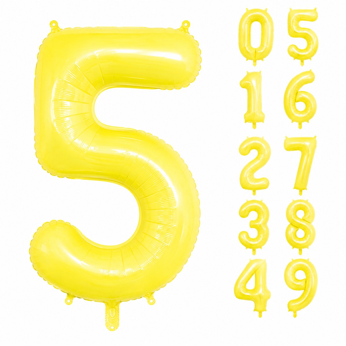 Fienosa Geel Cijfer 5 Ballon 101 CM - Nummer 5 - Cijferballon - XL Folieballon - Helium Ballon - Feestversiering - Verjaardag - Leeftijd - Getal
