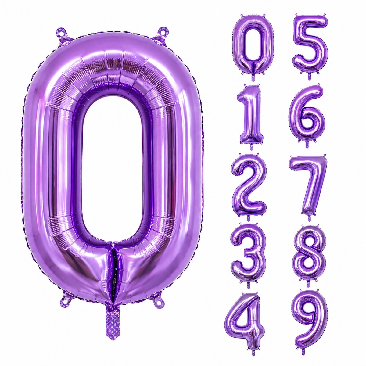 Fienosa Paars Cijfer 0 Ballon 101 CM - Nummer 0 - Cijferballon - XL Folieballon - Helium Ballon - Feestversiering - Verjaardag - Leeftijd - Getal