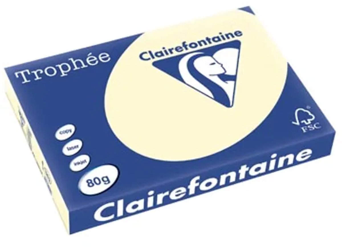 Clairefontaine TrophÃƒÂ©e Pastel, gekleurd papier, A3, 80 g, 500 vel, crÃƒÂ¨me
