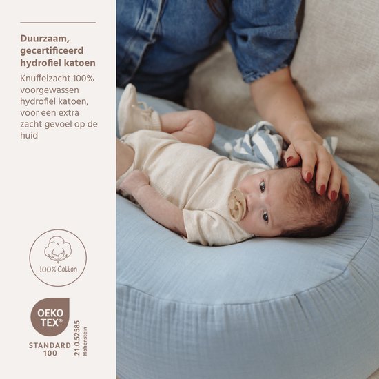 Meyco Baby Uni Relaxhoes Voor Voedingskussen - Pre-washed Hydrofiel - Jeans Blue van Merkloos — afbeelding 5