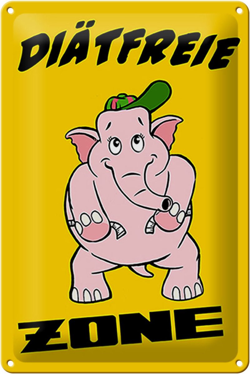 Blechschild Spruch 20x30cm Diätfreie Zone Elefant