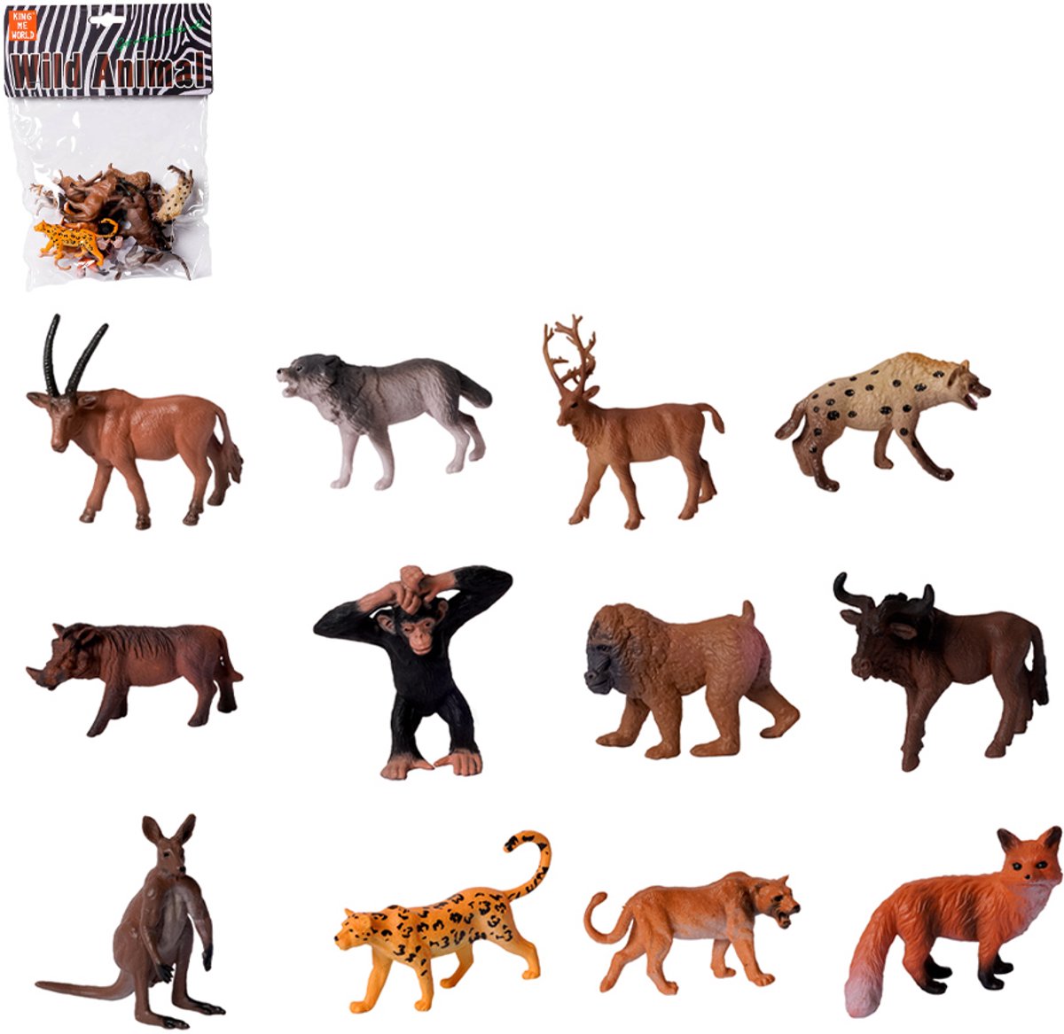 PIA Soft Toys - Speelfiguren - Wilde dieren in zak 12 ass. 5-10 cm