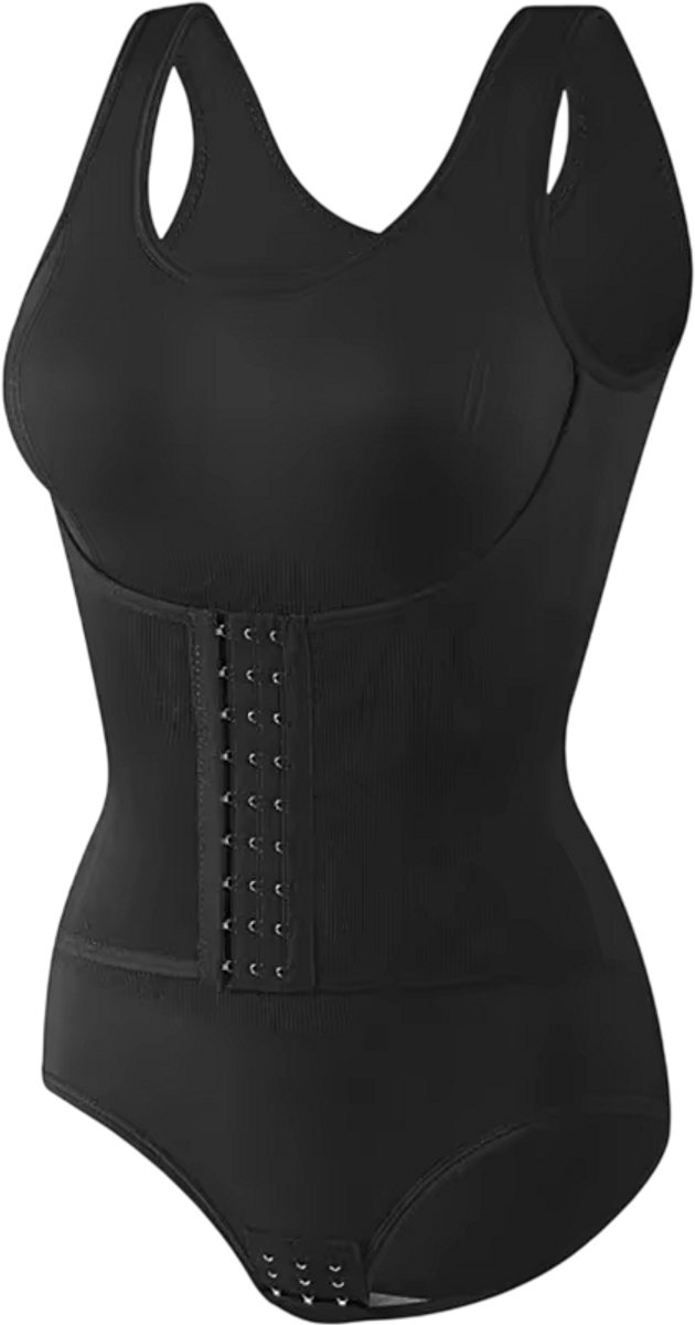 Dames Bodysuit Shapewear met Rits – Corrigerende Body, Buikcorrectie, Corrigerend Ondergoed, Slankmakend Corset, Figuurcorrigerend, Naadloze Shapewear - Zwart - Maat L