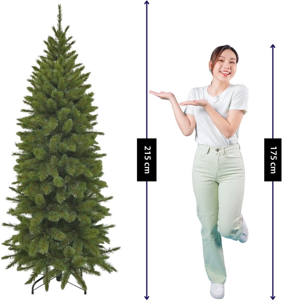 Triumph Tree Bristlecone Pilar - Kerstboom met Insteekconstructie en Duidelijke Kleurcodes - Kerstversiering voor Binnen - Kunstboom Smal Model - H215 x Ø89 cm - Groen – foto 4