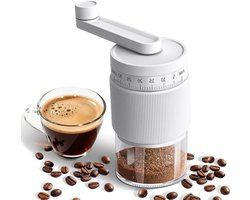 Handmatige Koffiemolen - Koffiebonenmaler - Verse Koffie Zetten - 35 Maalinstellingen - 30g Capaciteit - Wit