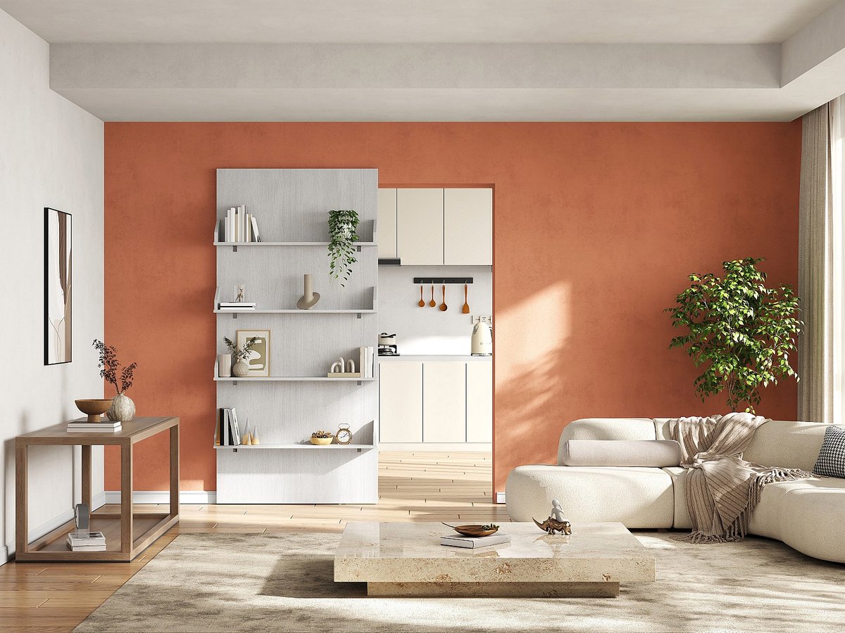 Vente-unique Schuifdeur in hout en MDF met planken en onzichtbare rail - Wit - 93 x 210 cm KAZORI