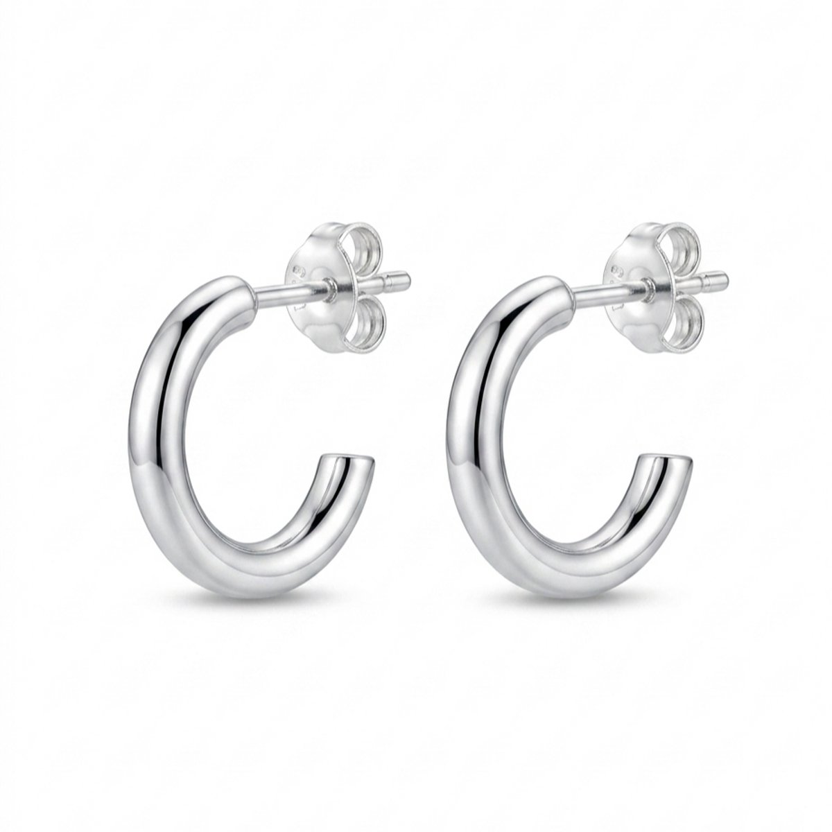 House of Jewels Zilveren Steker Oorringen - Half Hoops