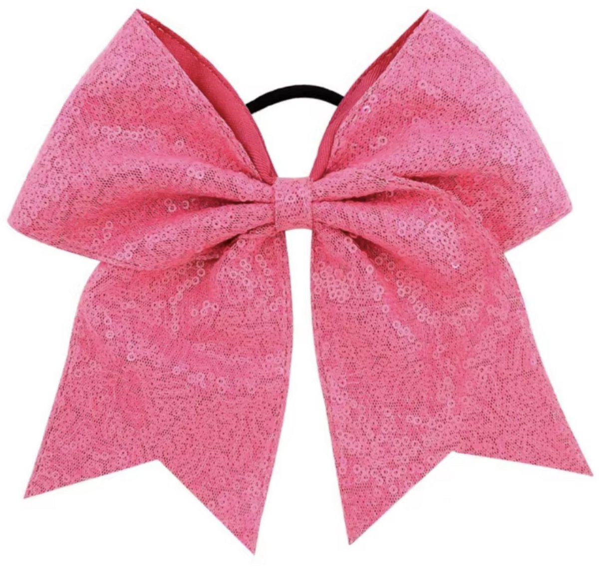 SilverAndCoco® - Roze Haar Strik met Glitter / Elastiek Haarband Scrunchies / Haarstrik Glitters Knip Haarelastieken Dames Meisje / Gouden Elastische Knipje Kerst Feest Oud en Nieuw - Roze / Pink