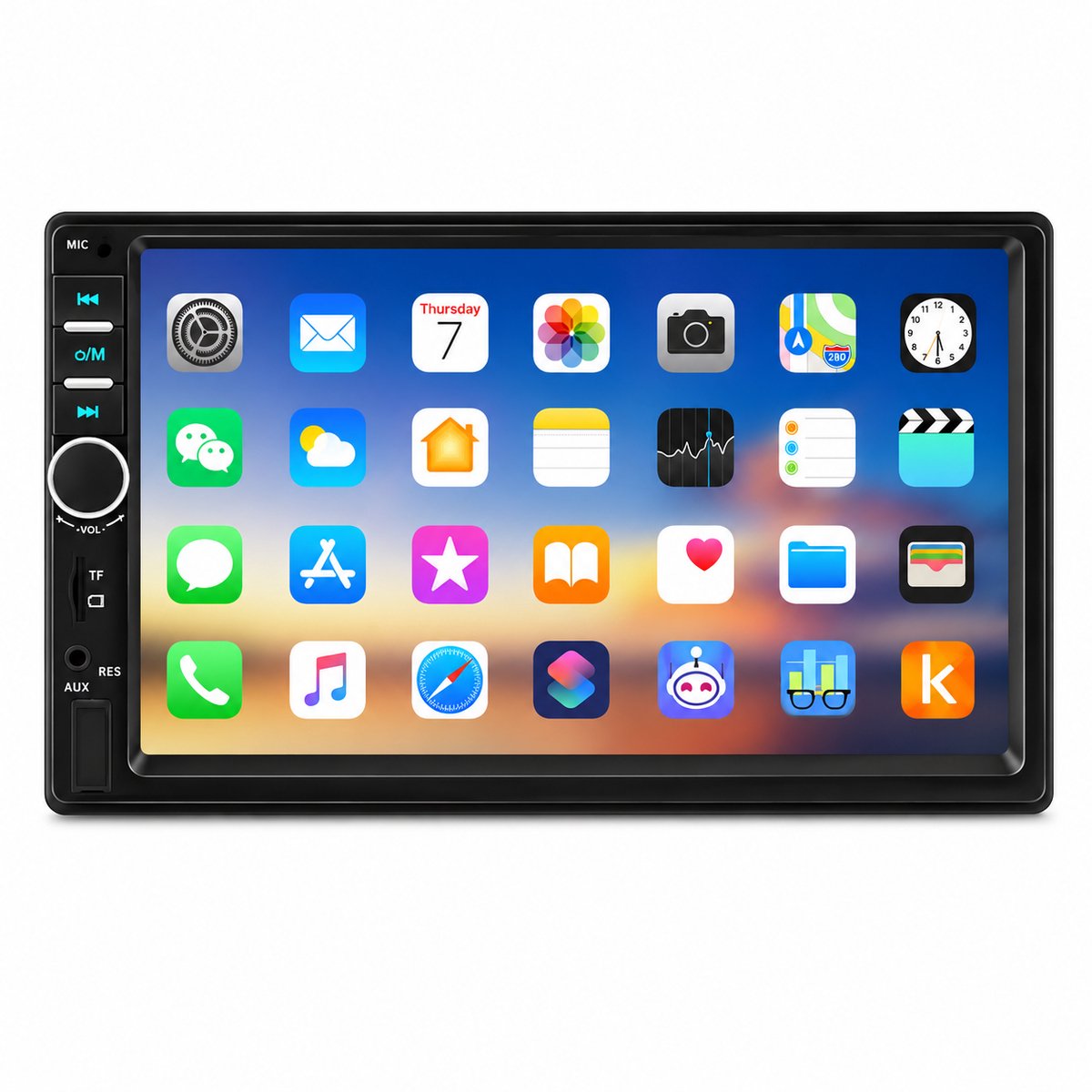 Reky Carplay - Carplay scherm - Autoradio - GPS-navigatie - Navigatiesysteem auto - Achteruitcamera - Bluetooth - 7 inch - zwart