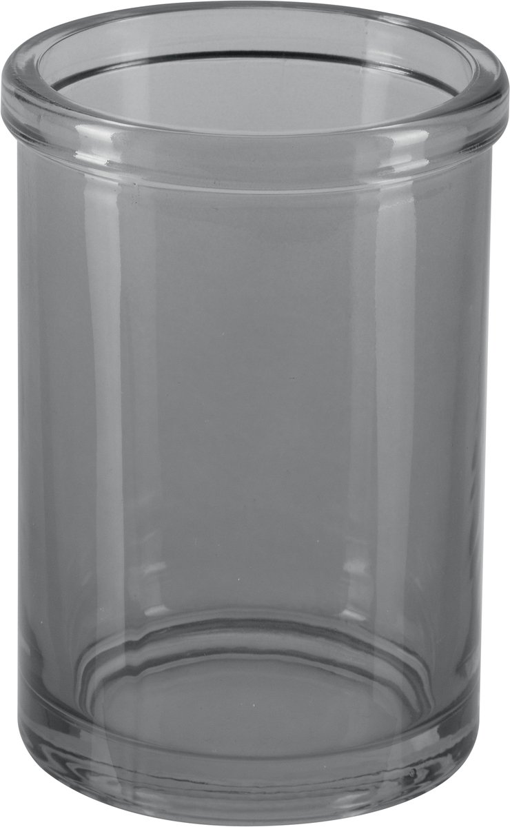 Spirella YOKO Tandenborstelhouder – Beker voor Badkamer Accessoires – Tumbler Glas Borstelhouder – Kleur Smoke – 7,5 x 10,6 cm